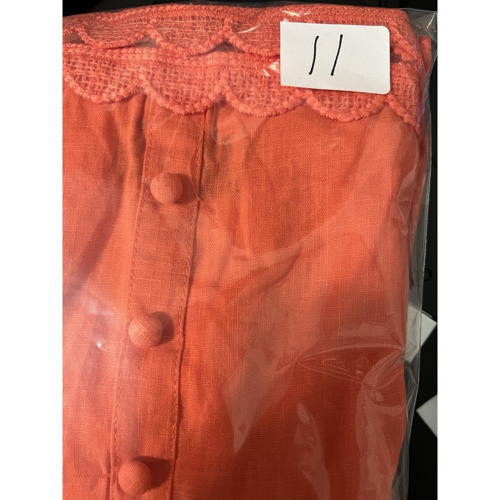 NWT Milk & Honey Coral Orange Lace Trim Peplum Tank Top Women's XL Boutique - Picture 11 of 11